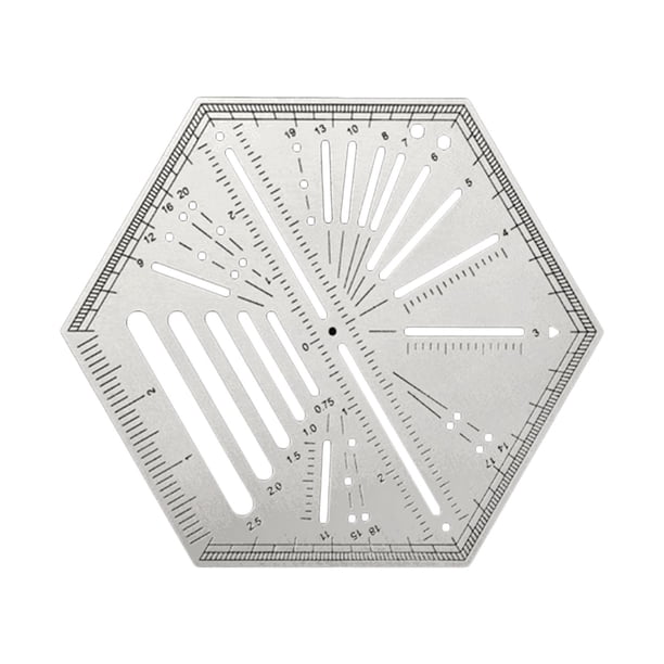 Regla Hexagonal Medición de Dibujo Patchwork Multifuncional Acero Inoxidable Plantillas útiles en Forma de Hexágono para El Hogar Regla para Acolchar