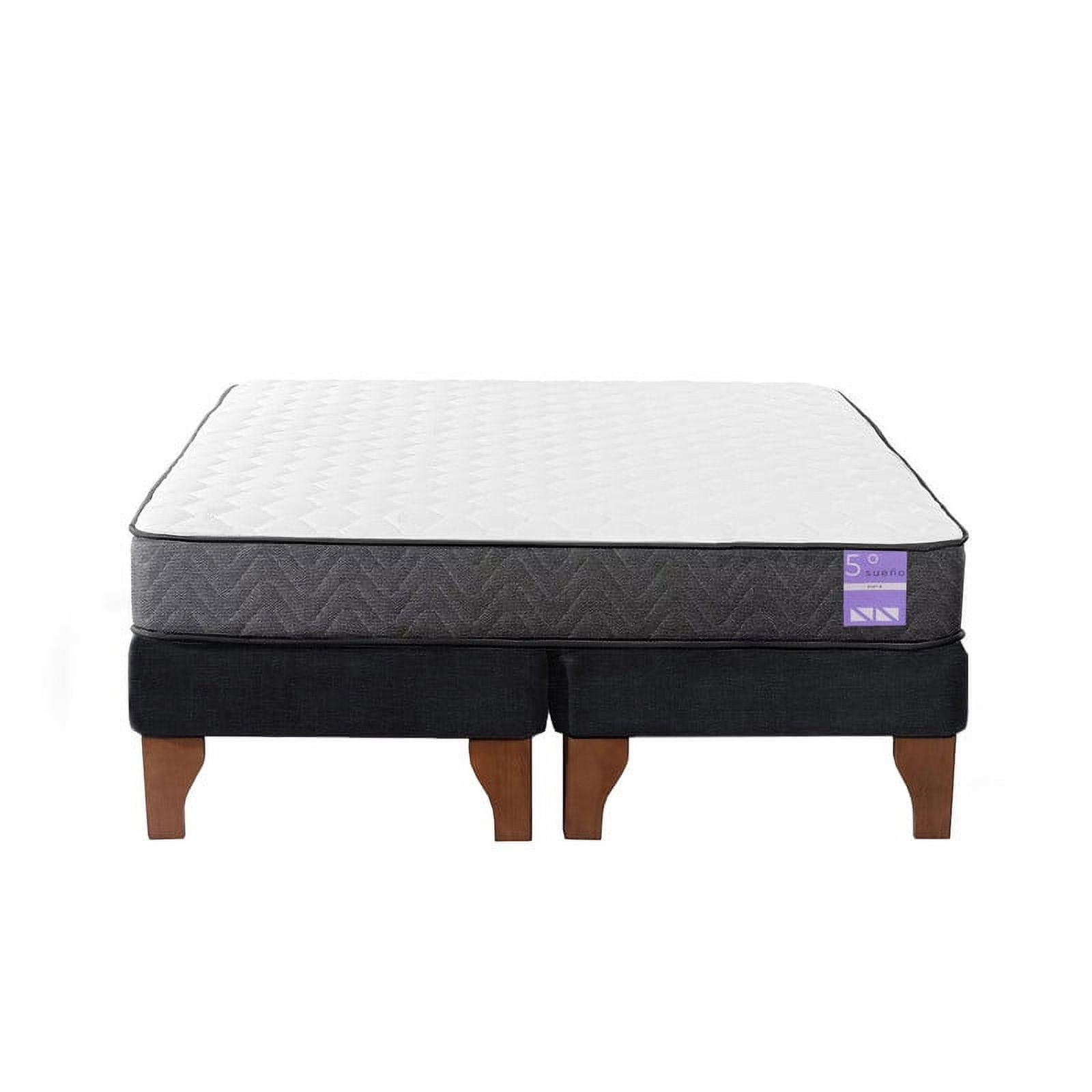 5° Sueño - Cama Europea 2 Plazas 150x190 Cm Base Colchón Madera Negro
