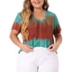 thumbnail image 1 of Agnes Orinda Blusas de Mujer Talla Grande para Escuela y Universidad, Cuello en V Casual, Manga Corta, Estampado Tie Dye, Tops de Verano 3X Naranja, 1 of 6
