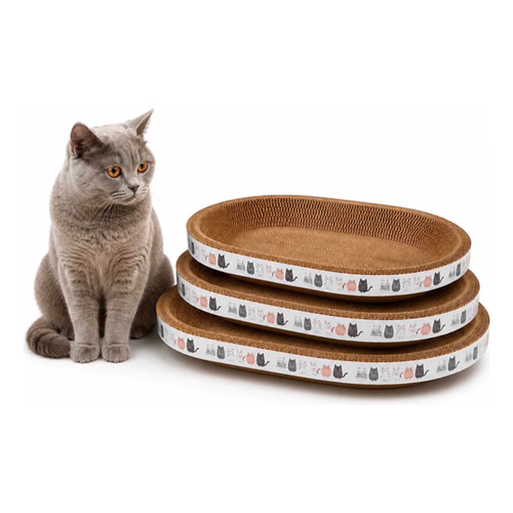 Rascador Para Gatos Ovalado De Carton Tipo Cama 47x32 Cm