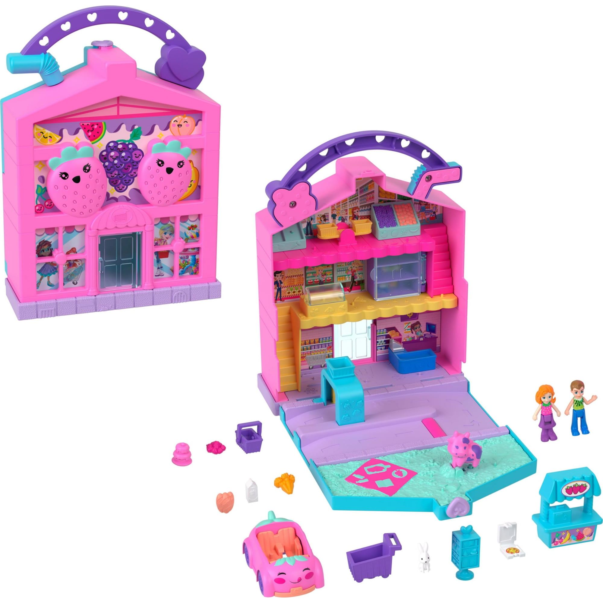 Set De Juego Polly Pocket Pollyville Fresh Market Con 2 Muñecas