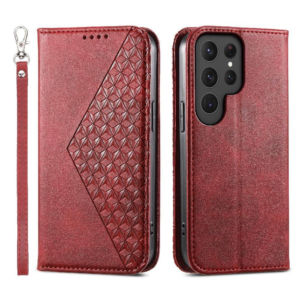 Funda Flip Foxdock Para Samsung Galaxy S24 Ultra , Estilo Billetera Con Diseño Rombo, Correa De Mano Y Soporte, Uso Diario