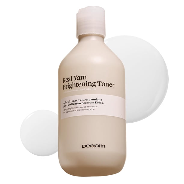 Tónico Iluminador Real de Ñame DEEOM, Tónico Facial Hidratante Lechoso con Agua de Arroz, Extracto de Ñame y Niacinamida, Hidratante Coreano, Sin Alcohol, Realza el Brillo, 300 ml