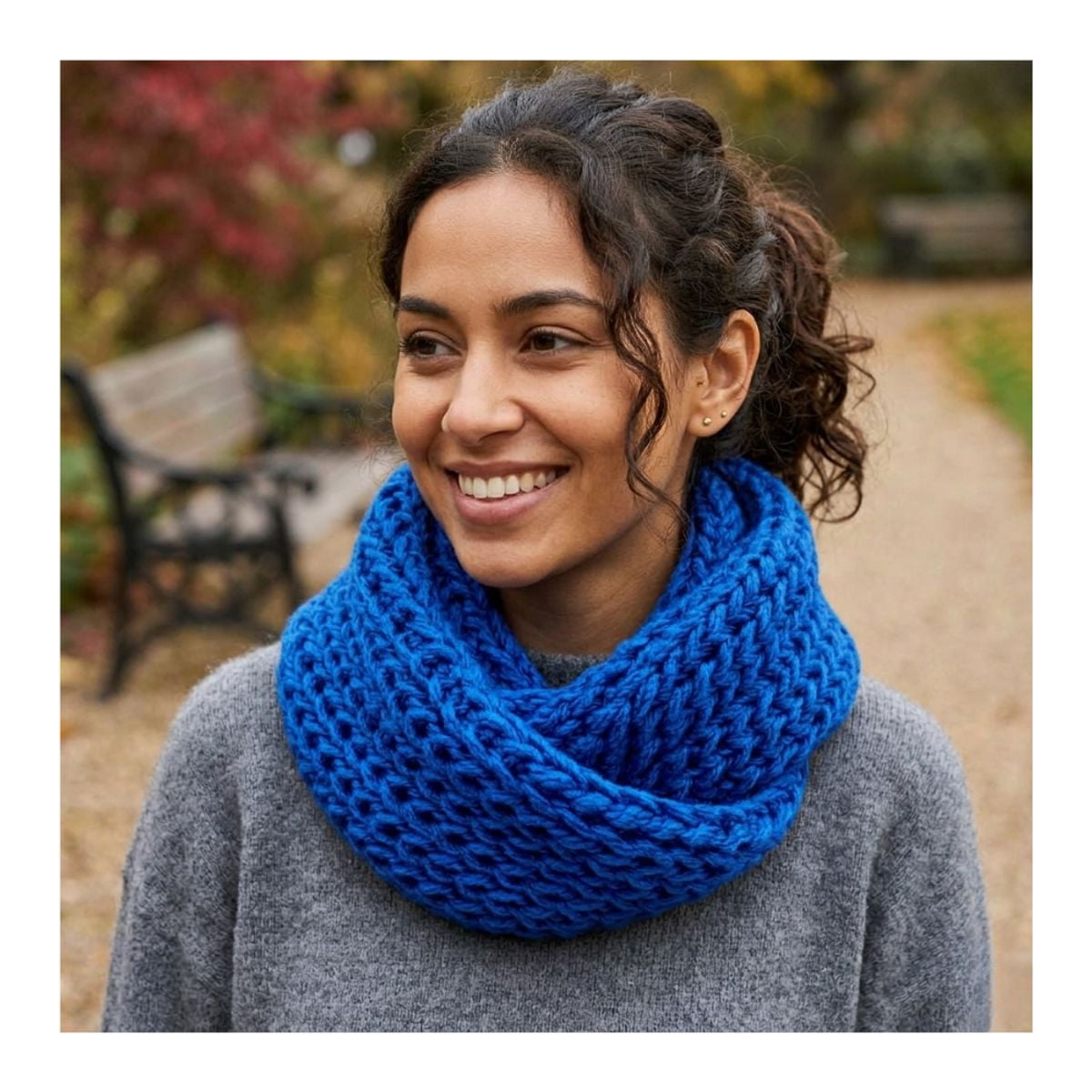 Genérico - Bufanda Cuello Estilo Punto Inglés Lana Invierno Abrigado