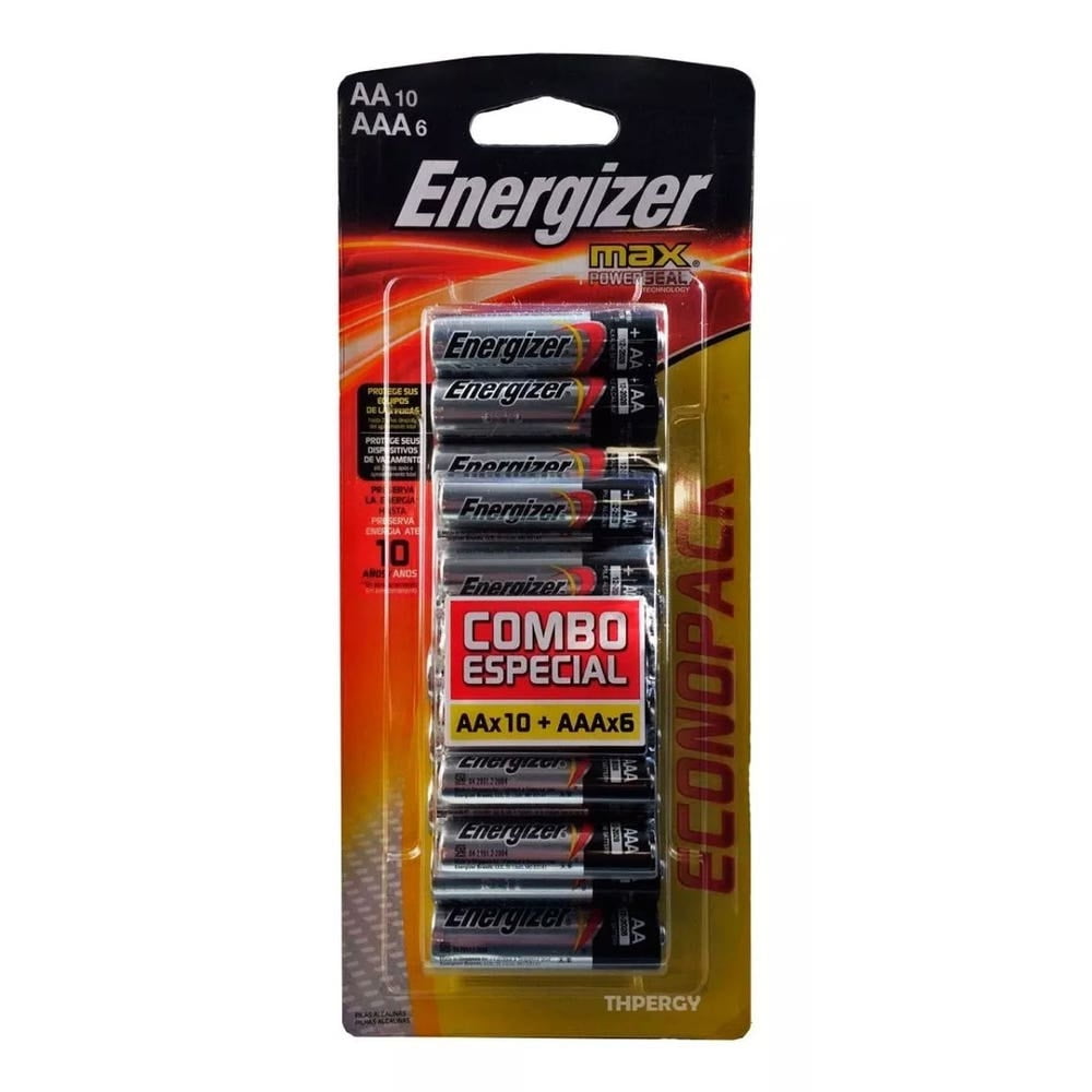 Energizer - Pack Aa 10 Un + Aaa 6 Un