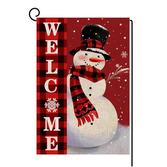 Bandera de jardín Bravilan Welcome Christmas, muñeco de nieve, 32 x 45 cm