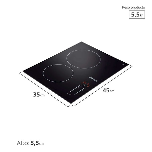 Encimera Eléctrica Platos Fensa Vitrocerámica FEV 2T Negra Lider
