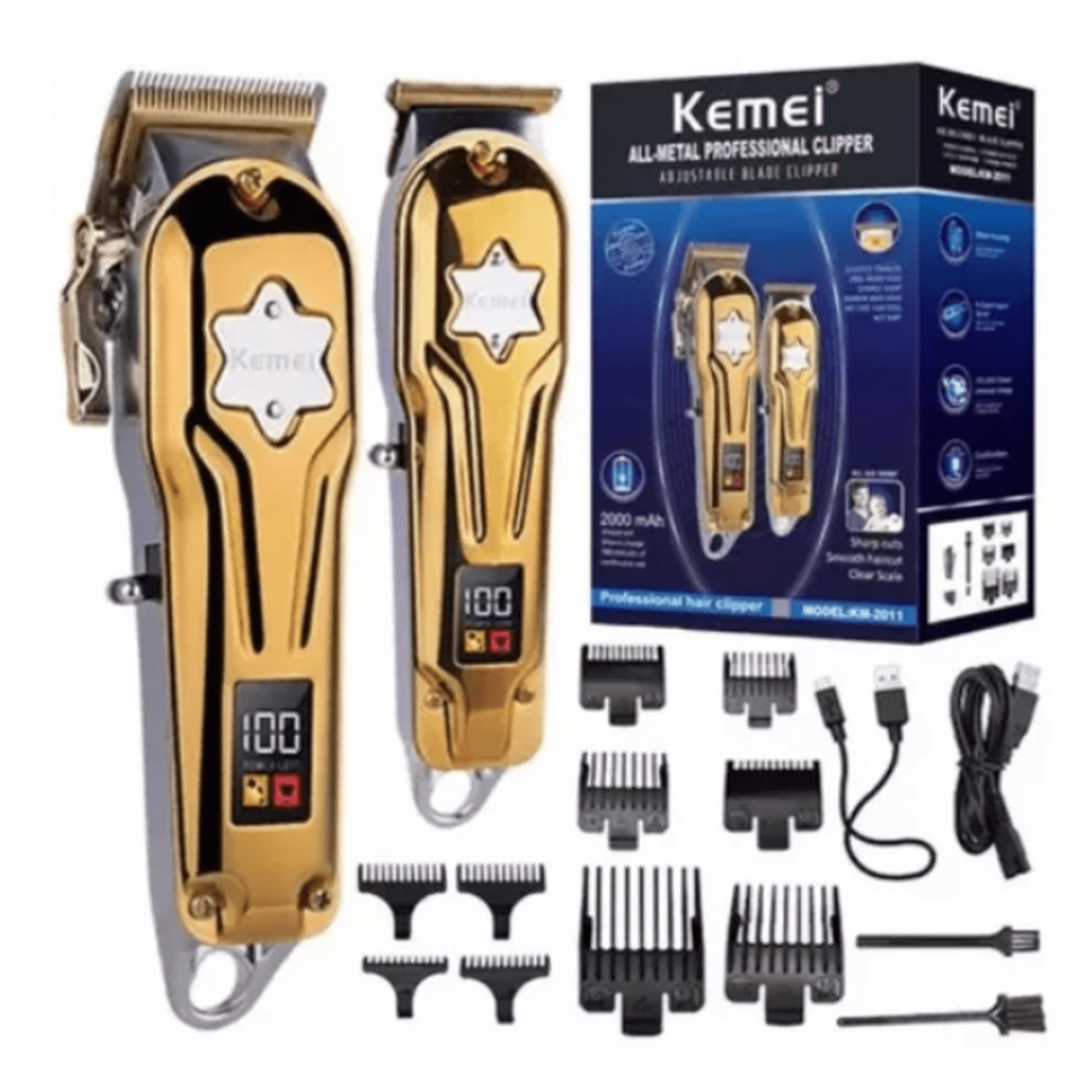 Maquina Cortadora De Pelo Kemei Km-2011 Profesional Dorado