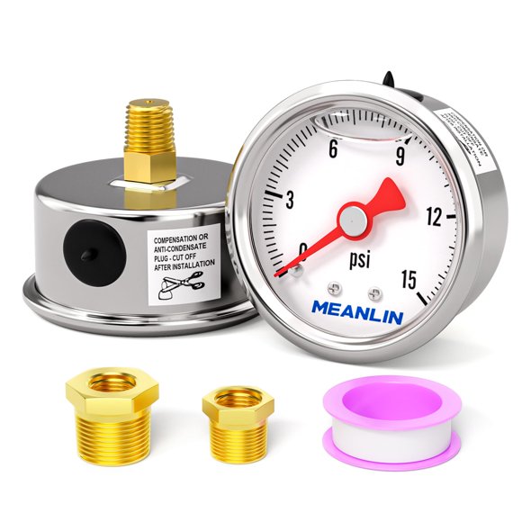 Manómetro MEANLIN MEASURE de acero inoxidable 0-15 psi
