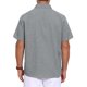 thumbnail image 3 of INSPIRE CHIC Camisas de Hombre de Regreso a Clases de Lino Liso con Bolsillo en el Pecho y Manga Corta con Cuello de Color Contrastante S Gris, 3 of 5