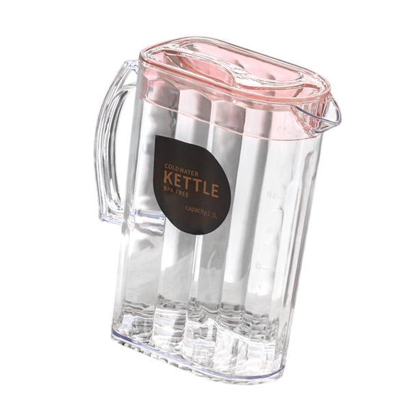 Jarra de agua, tetera para té helado, recipiente de regalo para el hogar con asa, jarra de agua para refrigerador, jarra para té helado, bebida, limon Rosa rectangular