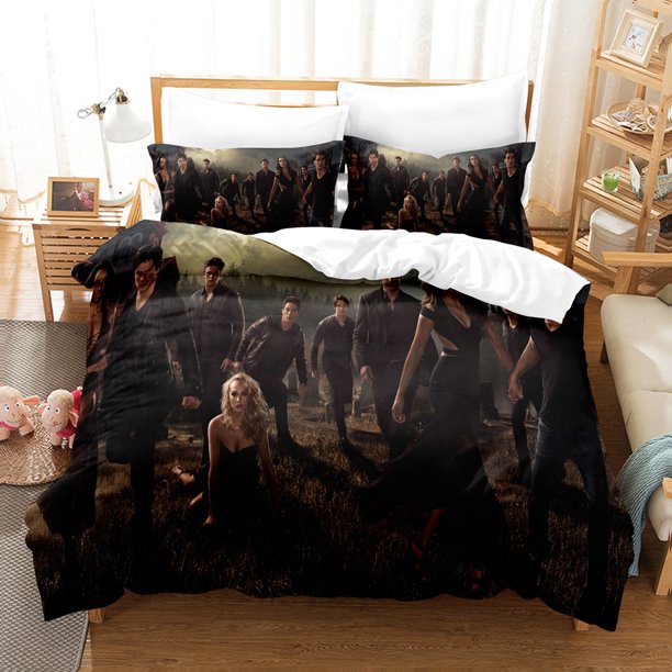 Vampire_Diaries 3 Pcs Comforter Set with 2 Pillowcases,Vampire_Diaries Bedding Set Sheet Set for Kids Adults,All Season Lightweight