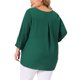 thumbnail image 3 of Agnes Orinda Blusa de Chifón para Mujer Tallas Grandes Cuello Dividido Dobladillo Alto Bajo Mangas 3/4 2024 1X Verde, 3 of 6