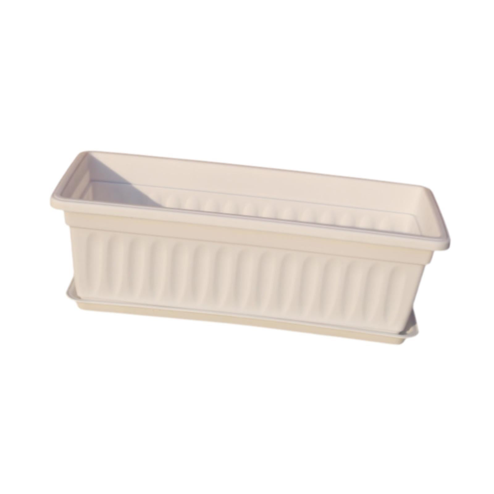 Magideal - Maceta Rectangular De 17 Pulgadas Con Orificios De Drenaje Y Bandejas Para Jardín, Ideal Para Alféizar De Ventana, Interior Y Exterior. Blanco