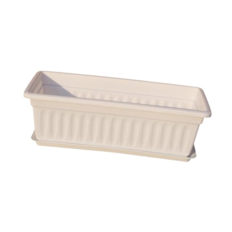 Magideal - Maceta Rectangular De 17 Pulgadas Con Orificios De Drenaje Y Bandejas Para Jardín, Ideal Para Alféizar De Ventana, Interior Y Exterior. Blanco