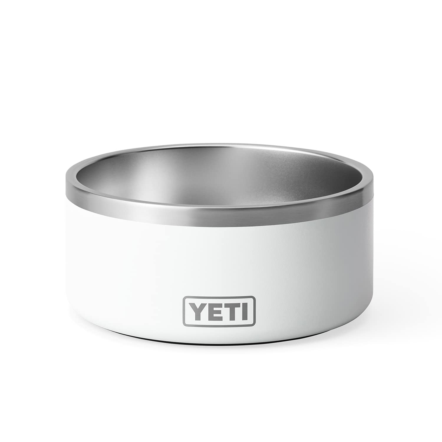 Cuenco Para Perros Yeti Boomer 8 De Acero Inoxidable, Antideslizante, 1,9 L, Blanco
