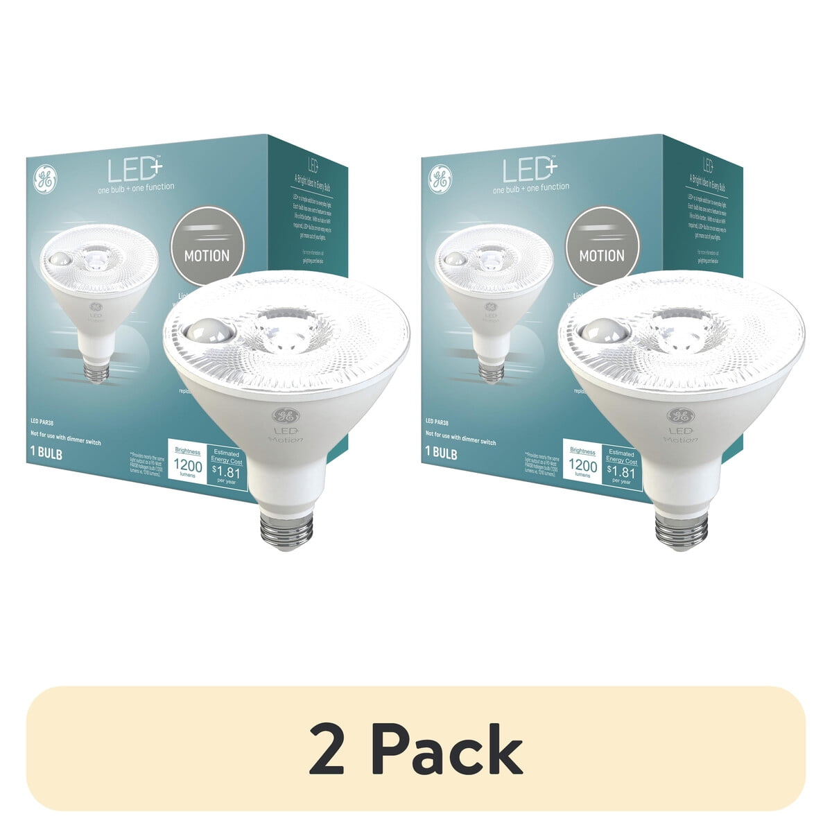 Ampolleta Led Ge Par38 15w Sensor Movimiento Pack 2 Exterior