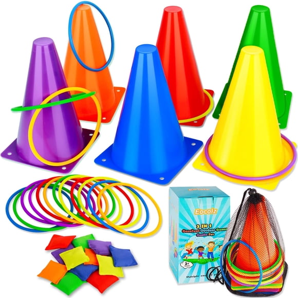 Set Eocolz 3 en 1 de Carnival Games con conos, pufs y anillos