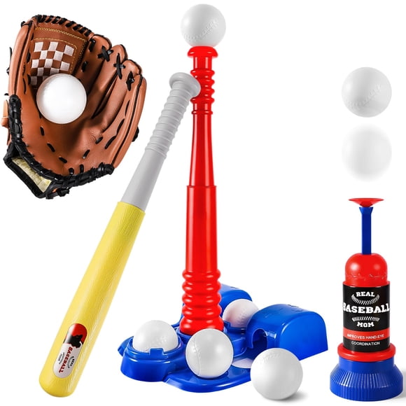 Set de pelota Erixazs con bate, 6 bolas, máquina de lanzar y guantes