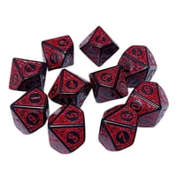 Magideal - 10X Dados Poliédricos Juego De Dados Juguetes De Barra Dados De Múltiples Caras Dados Acrílicos D10 Para Juegos De Mesa Juego De Mesa Reunión Familiar Rojo