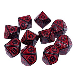 Magideal - 10X Dados Poliédricos Juego De Dados Juguetes De Barra Dados De Múltiples Caras Dados Acrílicos D10 Para Juegos De Mesa Juego De Mesa Reunión Familiar Rojo