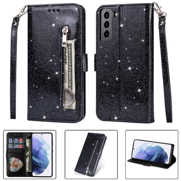 Funda para FOXDOCK Elegante funda Samsung Galaxy S22 Plus 5G Glitter con cremallera-Ideal para el uso diario