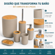 thumbnail image 2 of Set De Baño Completo 6 Piezas De ABS Y Bambu Con Basurero Dispensador Y Escobilla Color Taupe, 2 of 8