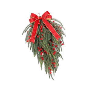 Magideal - Guirnalda Navideña Artificial De Lágrima De 24 Pulgadas, Guirnalda Navideña Multiusos Para Decoración Del Hogar En Interiores Y Exteriores Con Bayas R