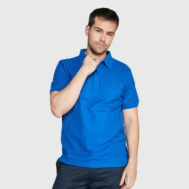 Polera Pique Tc Mc Hombre azul M