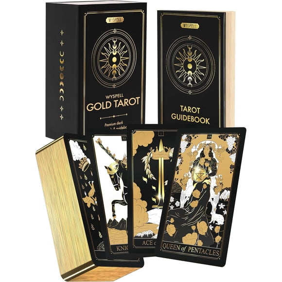 Mazo de Tarot Wyspell Gold de 78 Cartas con Guía de 200 Páginas