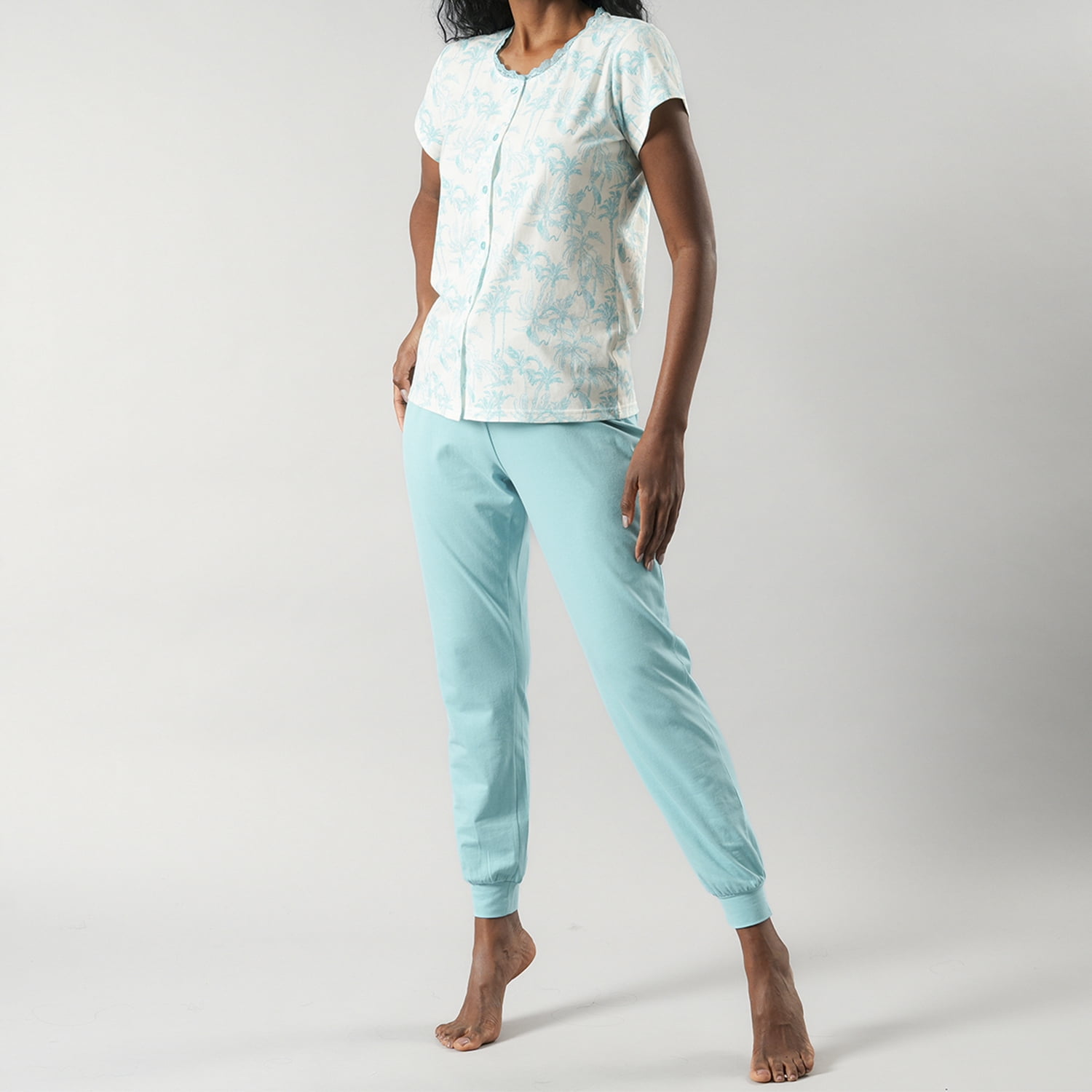 Flores - Set Top Abotonado + Pantalon Puño 33581-58