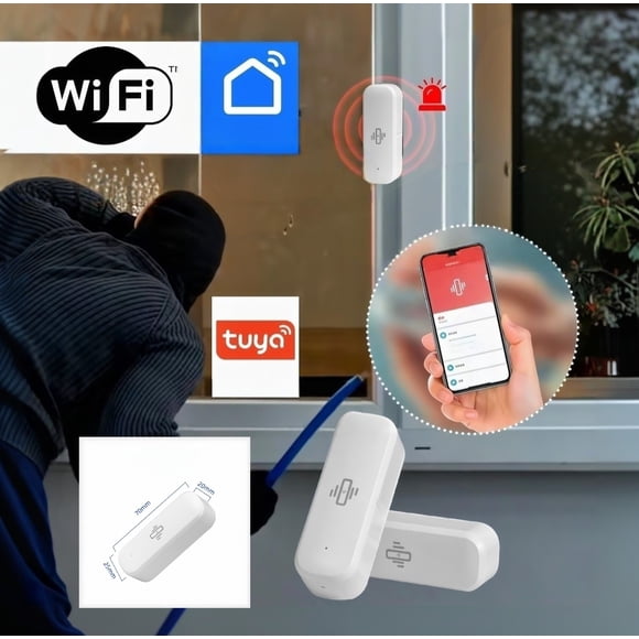 Sensor de Vibracion WiFi. Smart Life, Tuya. No requiere hub. Sensor inteligente. Automatización