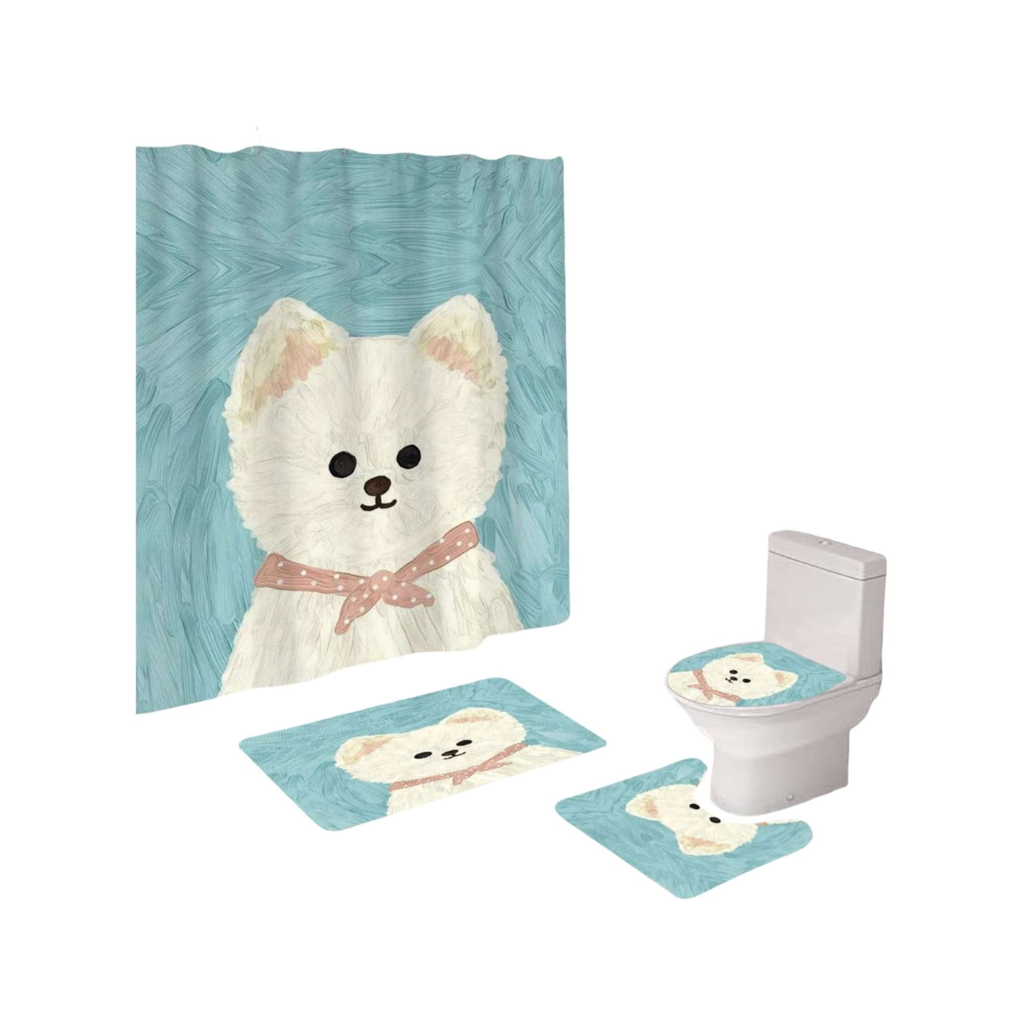 Mylhogar - Set De Baño 5 Piezas Cortina Mas Alfombras Mas Forro De Ducha