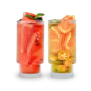Santú Home & Deco - Set De 2 Vasos De Vidrio Diseño De Líneas 280Ml