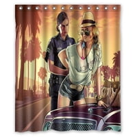 Pinghai - Cortina De Ducha De Grand Theft Auto V Con Ganchos (60 X 72 Pulgadas)