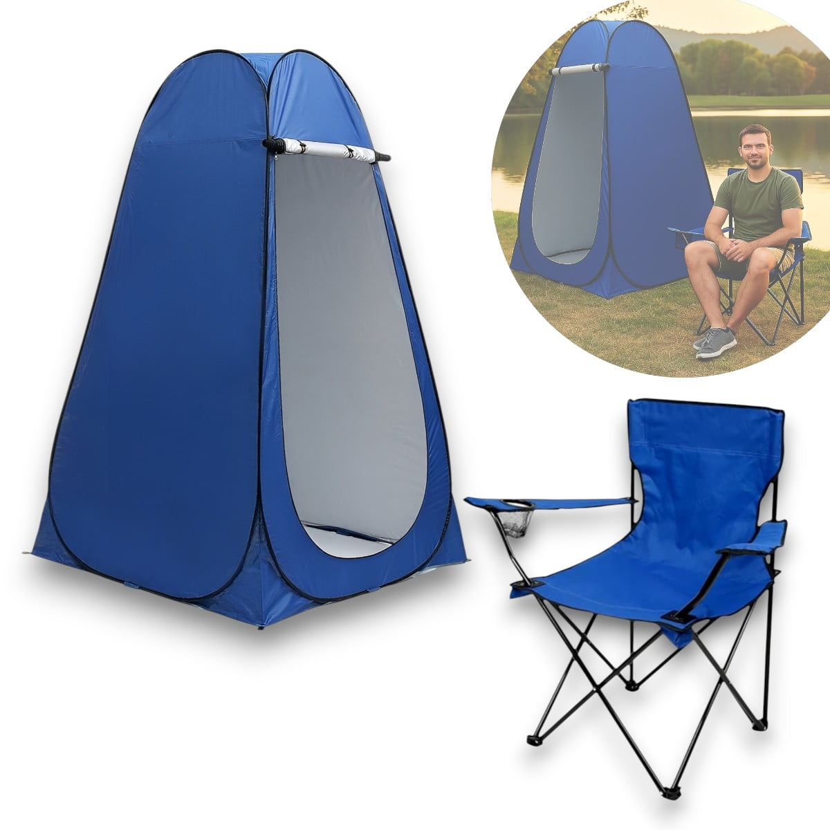 Genérico - Carpa Vestidor Portatil Camping Mas Silla Plegable Camping