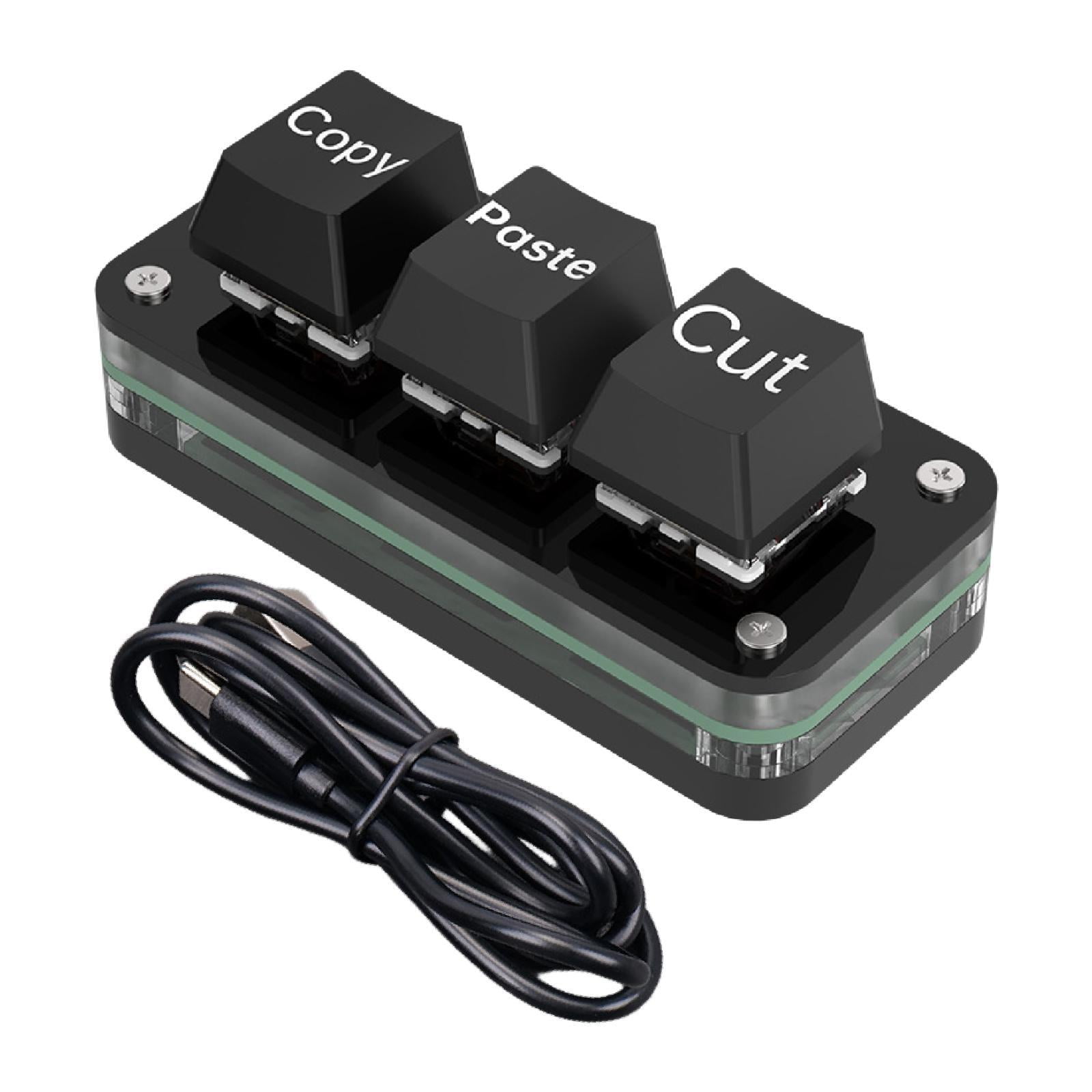 Bothyi - Mini Teclado Numérico De 3 Teclas Con Cable De Datos, Esquinas Redondeadas, Teclado Profesional Para Juegos, Color Negro, Ya Configurado