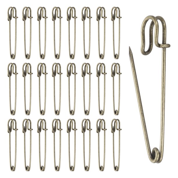Uxcell 50 Pcs Alfileres de Seguridad Grandes 2"x 0.5" Broches de Aleación para Ropa de Costura Bronce