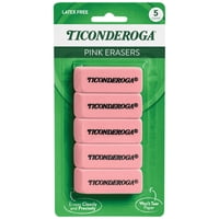 Goma De Borrar Ticonderoga Con Forma De Cuña Rosa, Paquete De 5