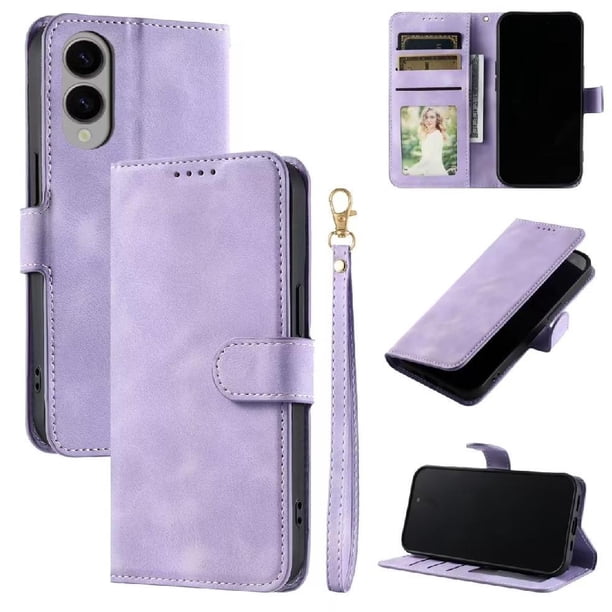 Funda Cartera para Samsung Galaxy S25 Edge Tapa con Ranuras, Soporte y Correa Morado