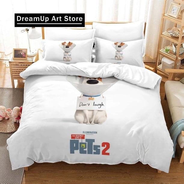 x1265 Bed Sheets Cartoon The Secret Life of Pets Bedding Set Twin Full Size Bed Set Adult Kid Bedroom Duvet cover Sets 3-Piece Bedding Set (1 Duvet Cover + 2 Pillow Shams) nj1265
