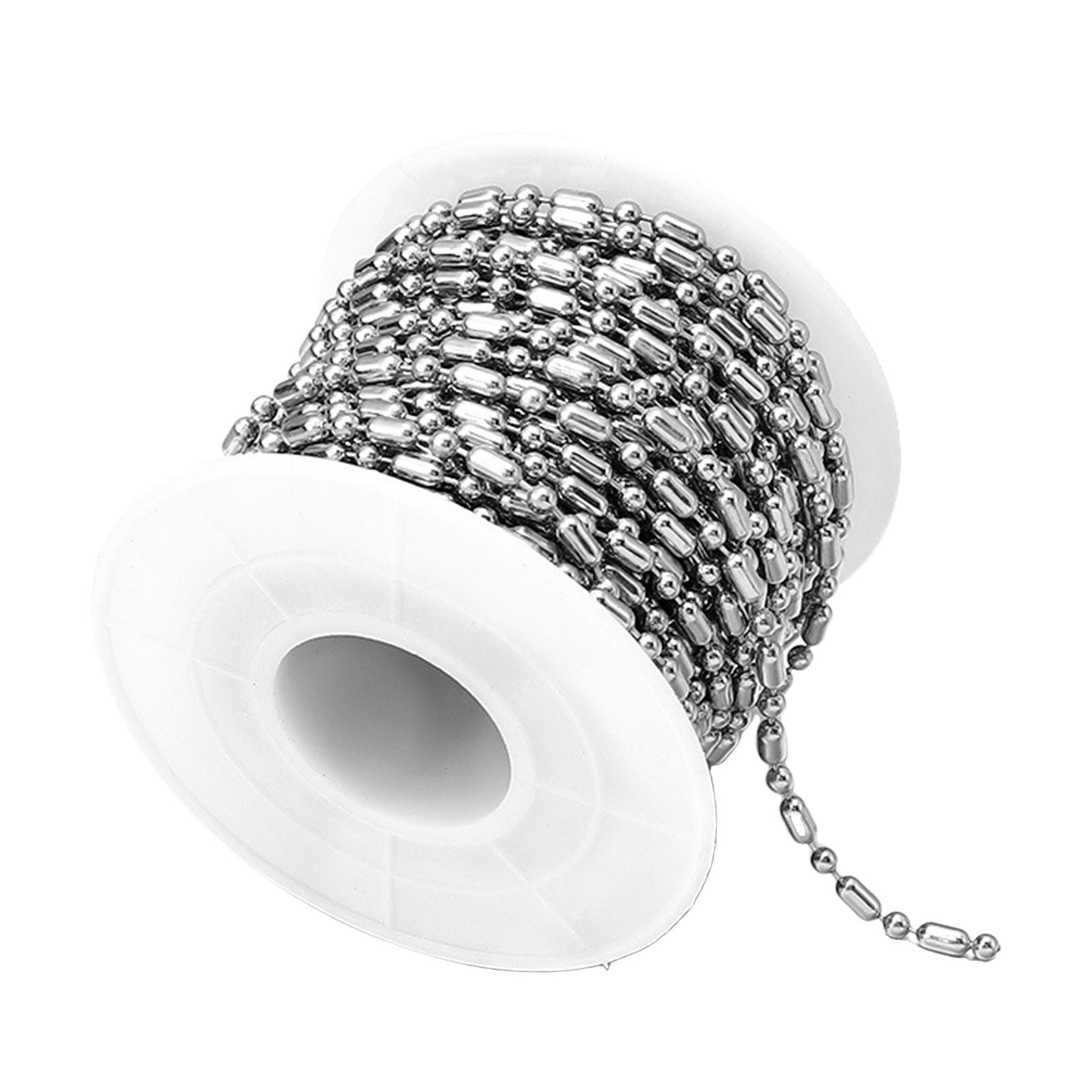 Magideal - Cadena De De Bola De Acero Inoxidable Con Cadena De Eslabones De Cable De Carrete Cadenas De Bordillo De 2,4Mm Para Fabricación De Joyería Diy