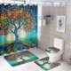thumbnail image 1 of Árbol de la vida-theme 4-Piece Shower Curtain Set with Rugs, Waterproof Bathroom Decor Set Includes Bath Mat, U-Shaped Rug, Toilet Lid Cover and Curtain with Hooks, 1 of 6