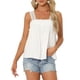 thumbnail image 1 of INSPIRE CHIC Camiseta sin mangas para mujer de regreso a clases con panel de encaje y cuello cuadrado, top fluido blanco talla L, 1 of 6