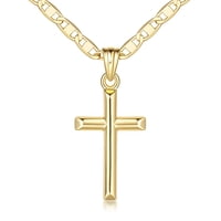 Collar Jade Kos Cross De Oro De 14 Quilates Para Mujer Con Colgante De 26 Mm