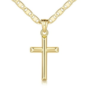 Collar Jade Kos Cross De Oro De 14 Quilates Para Mujer Con Colgante De 26 Mm