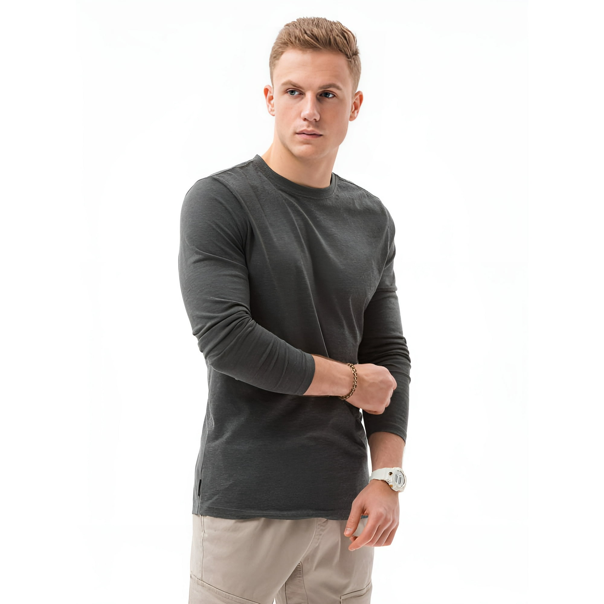 Home Fashion - Polera Hombre Manga Corta Cuello Redondo Gris Talla M