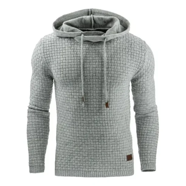 Polerón Hombre Tejido Waffle Gris Manga Larga Hoodie d&b