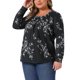 thumbnail image 4 of Agnes Orinda Conjuntos de Halloween Tallas Grandes Tops con Estampado Floral para Mujeres Cuello Cuadrado Manga Larga Blusas Elegantes Informales 4X Negro, 4 of 6