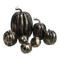 Bothyi - 7 Piezas De Calabazas Falsas, Modelo De Bricolaje, Verduras Artificiales Para Tienda De Halloween, Otoño, Negro Y Dorado